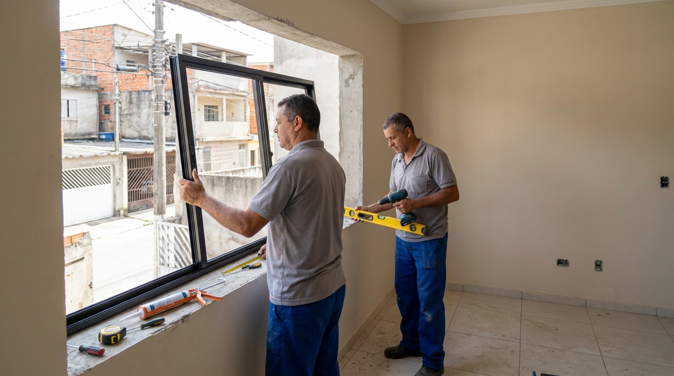 Esquadria de alumínio com vista para rua em Bragança Paulista-SP